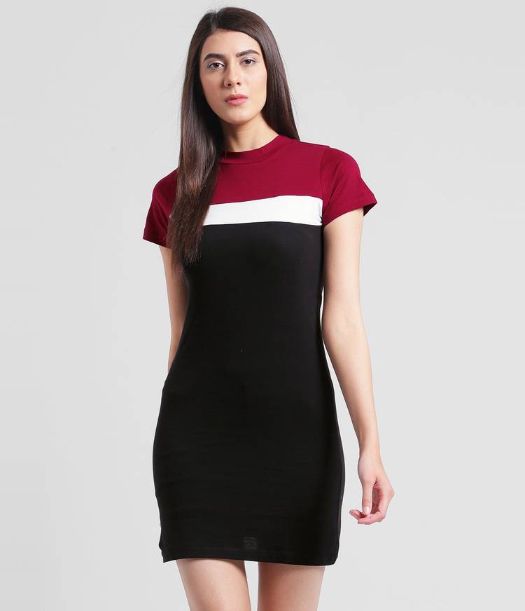 Women Bodycon Black, Maroon, White Dress