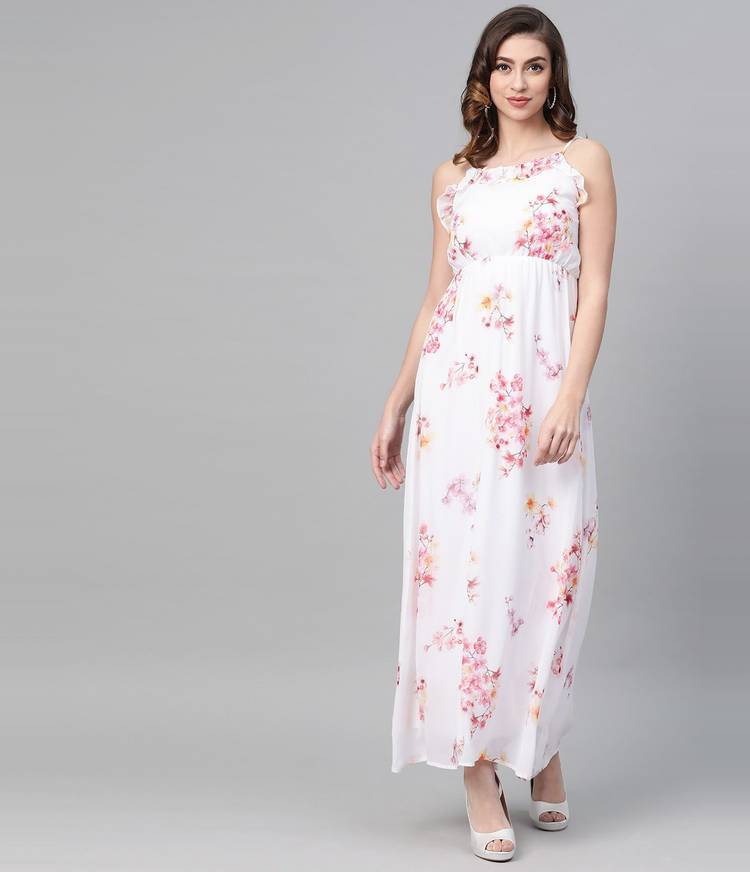 Women Maxi Red, White, Pink Dress