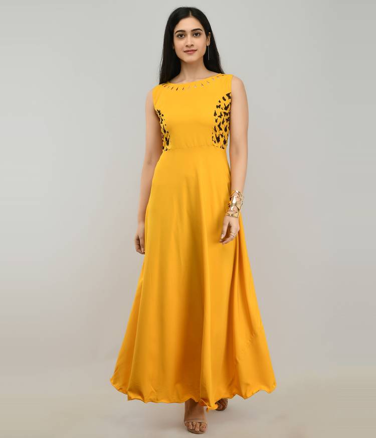 Women Gown Yellow Dress
