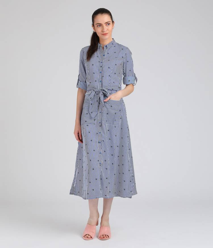 Women Shirt White, Blue Dress