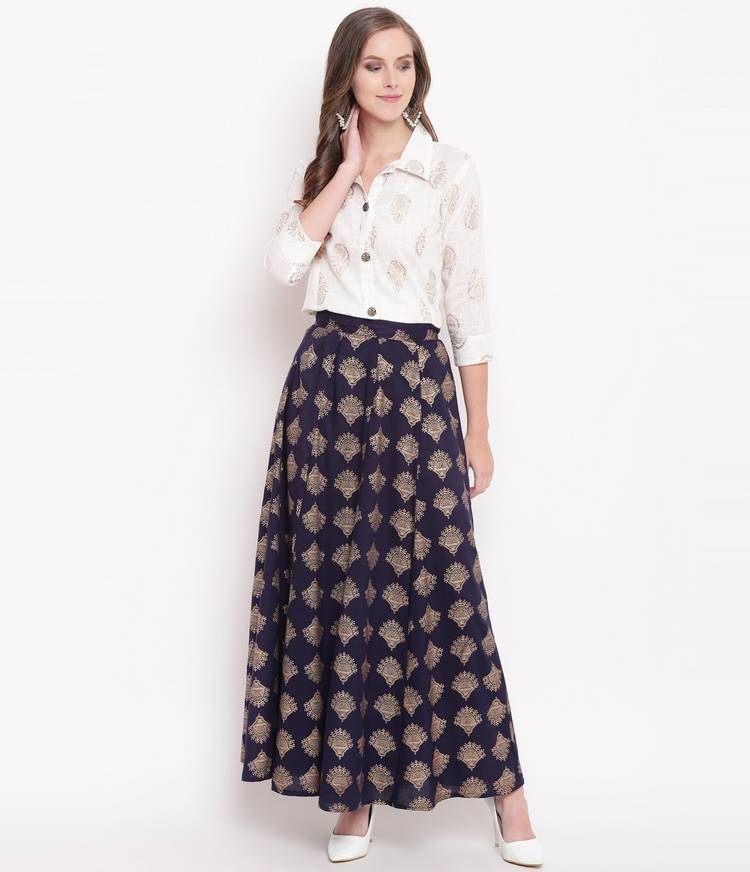 Women Top and Skirt Set Rayon