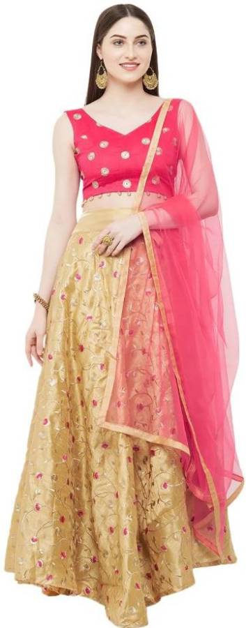 Embroidered Semi Stitched Lehenga Choli Price in India