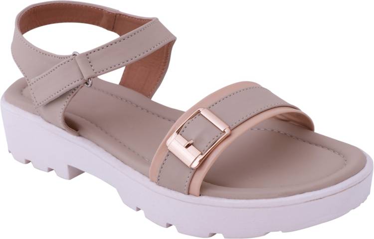 Women Beige Flats Sandal Price in India