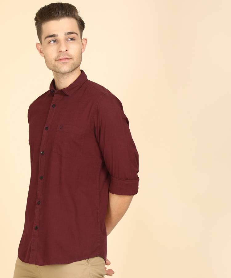 Anti-Bacterial Men Slim Fit Solid Spread Collar Casual Shirt