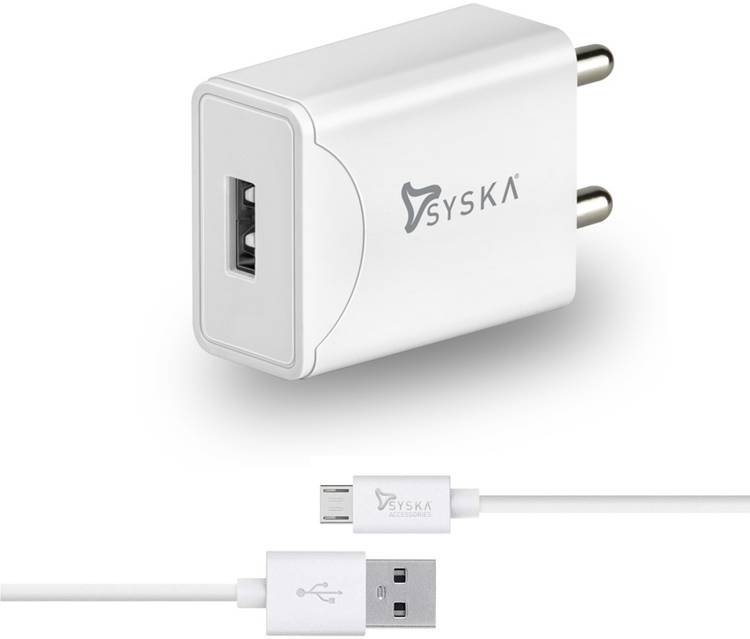 Syska WC2.1A-WH Fast Charger 2.1 A Mobile Charger with Detachable Cable