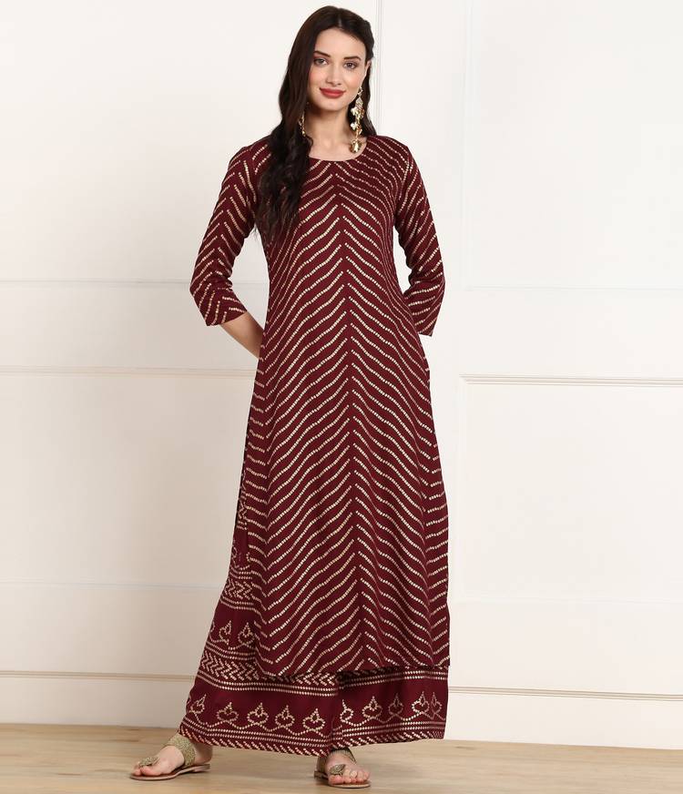 Women Kurta and Palazzo Set Cotton Rayon Blend