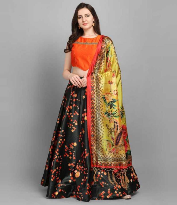 Floral Print, Embroidered, Graphic Print, Geometric Print, Self Design, Printed Semi Stitched Lehenga Choli Price in India