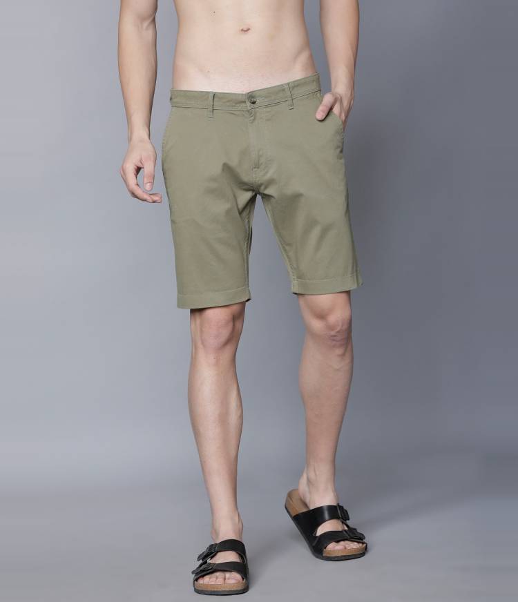 Solid Men Green Regular Shorts