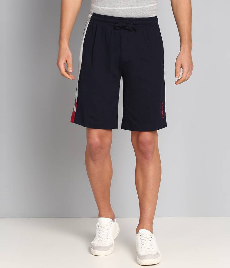 Color Block Men Dark Blue Regular Shorts