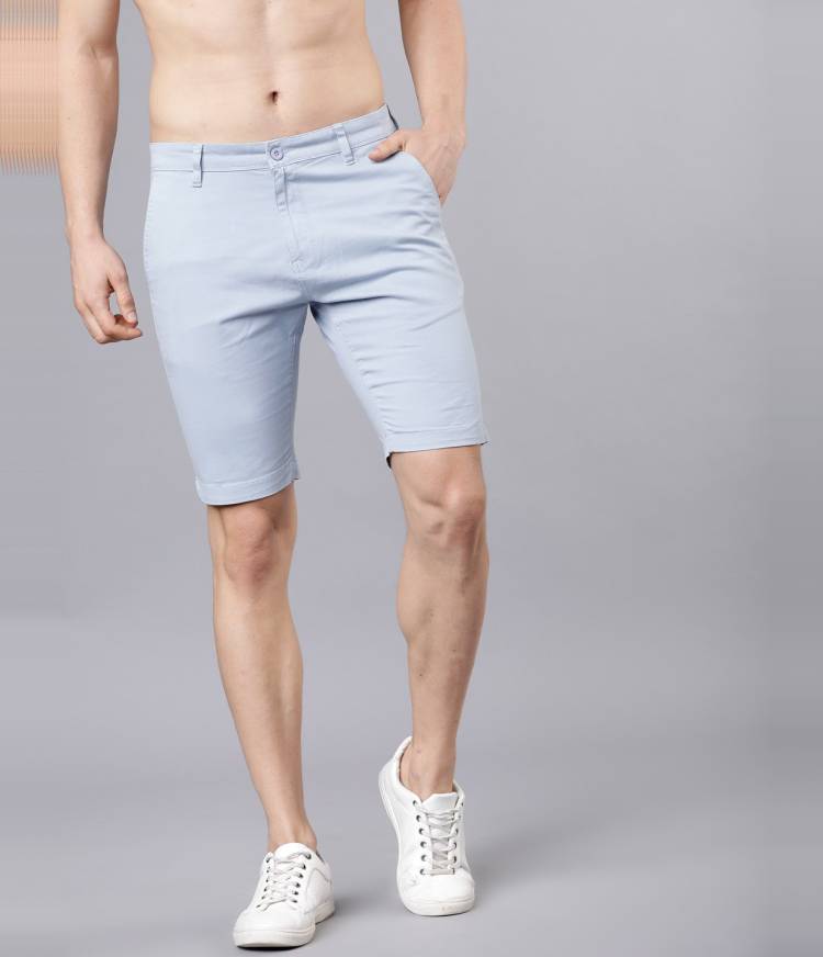 Solid Men Light Blue Chino Shorts