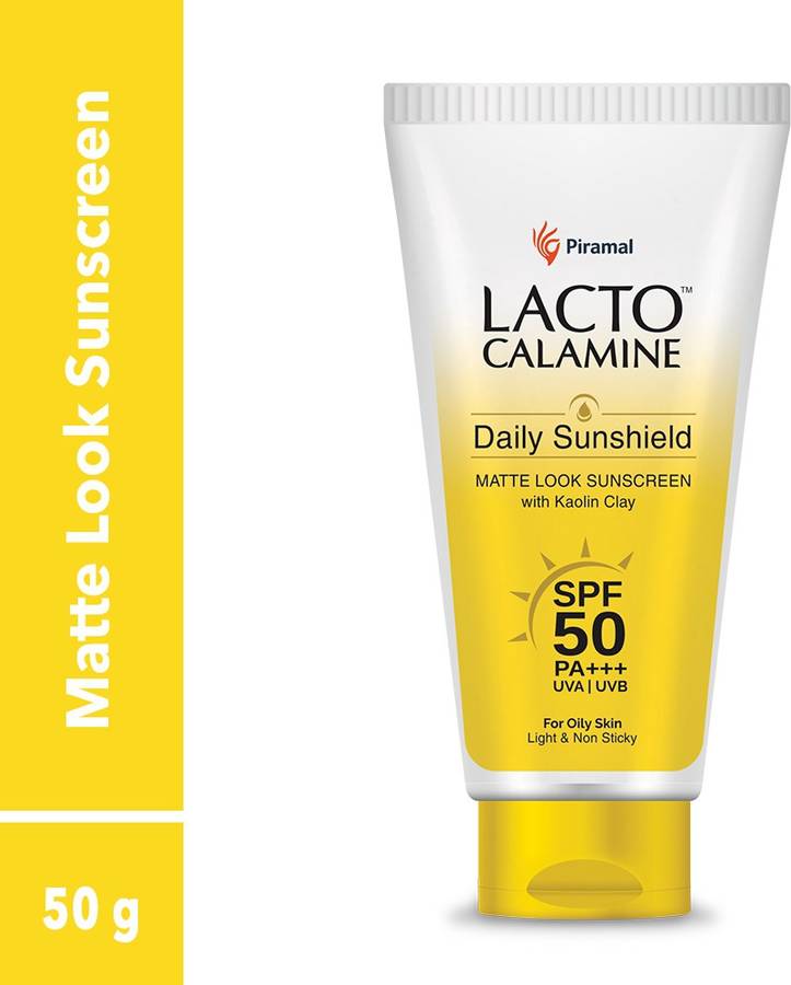 Lacto Calamine Sunshield Matte Look Sunscreen for Oily or Acne prone skin, Paraben & Sulphate free - - SPF 50 PA+++