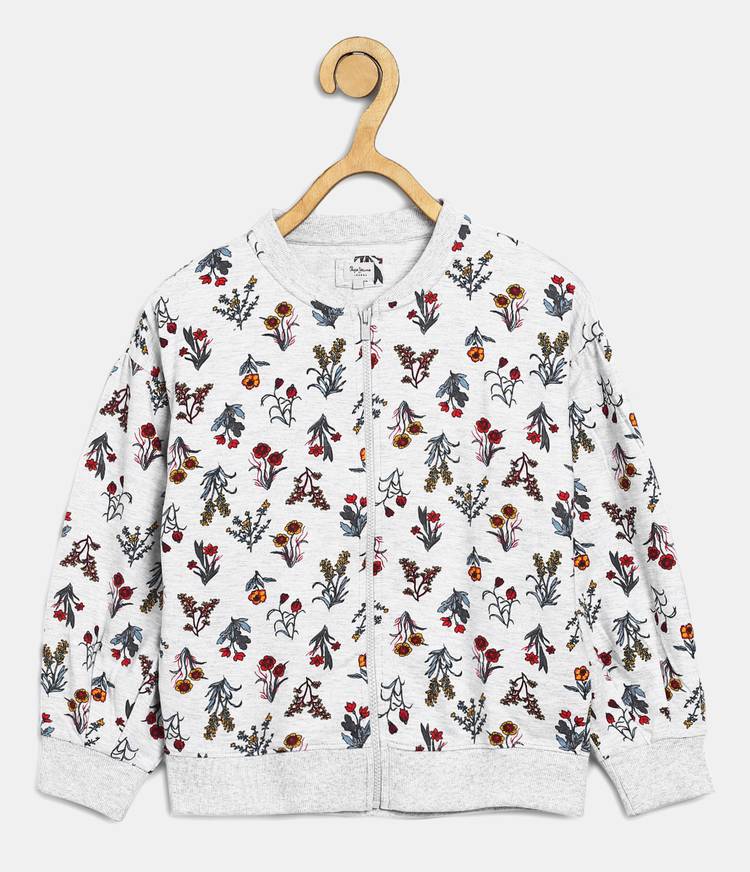 Full Sleeve Floral Print Girls Sweatshirt