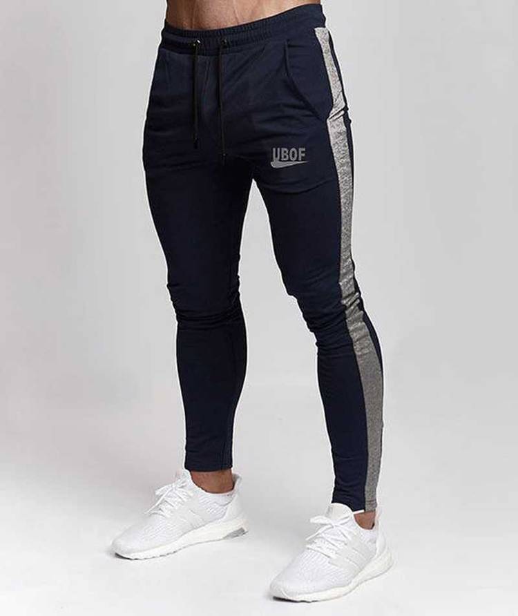 Striped Men Dark Blue Track Pants