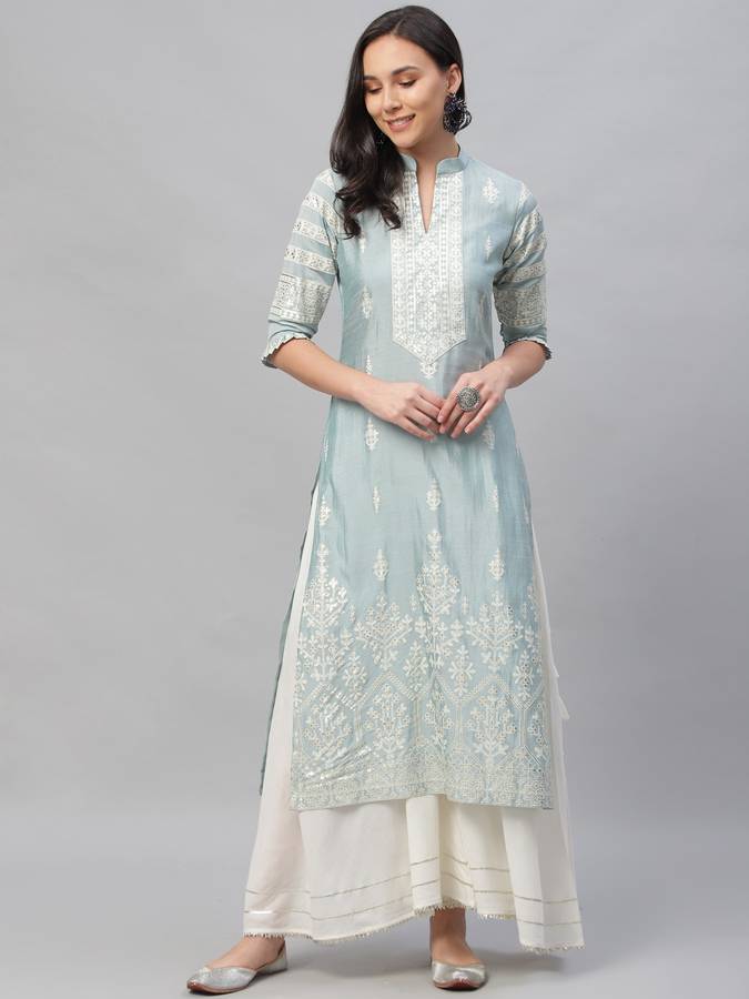 Women Printed Polyester Straight Kurta Price in India