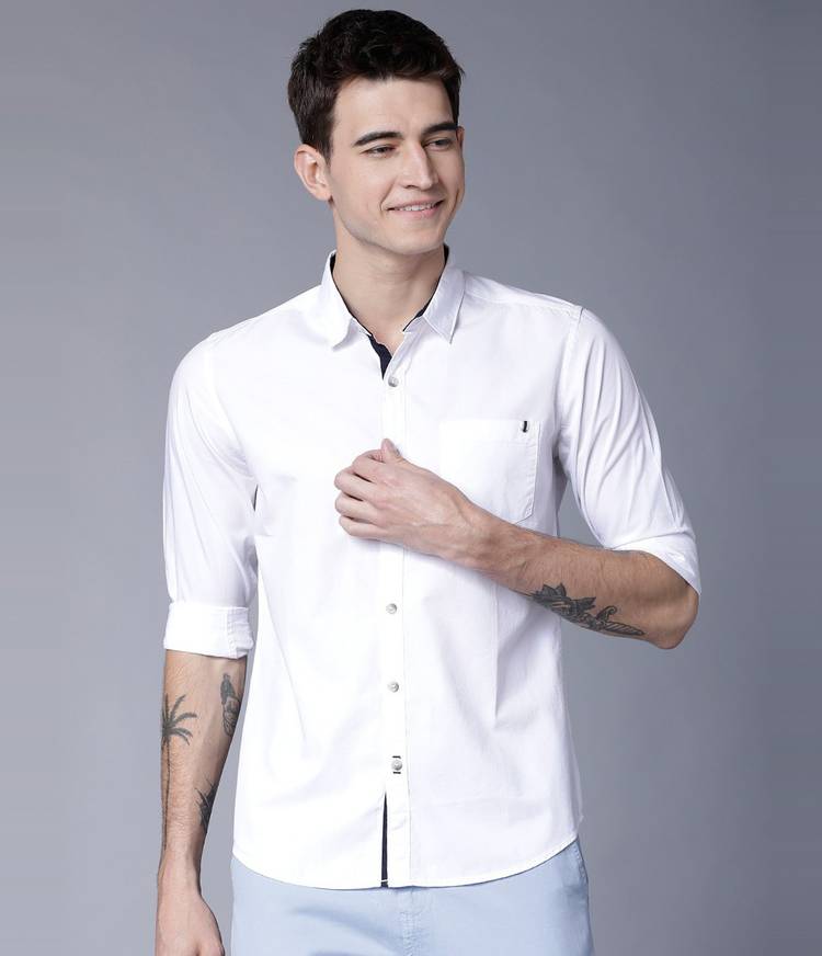 Men Regular Fit Solid Slim Collar Casual Shirt