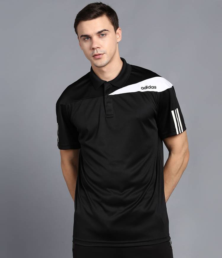 Sporty Men Polo Neck Black T-Shirt