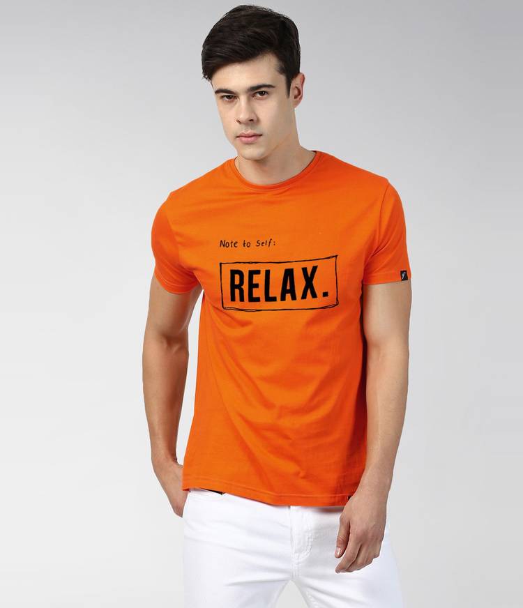 Conversational Men Round or Crew Orange T-Shirt