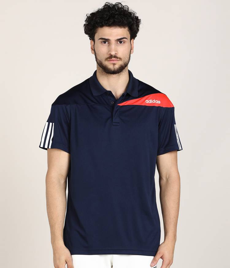 Sporty Men Polo Neck Blue T-Shirt