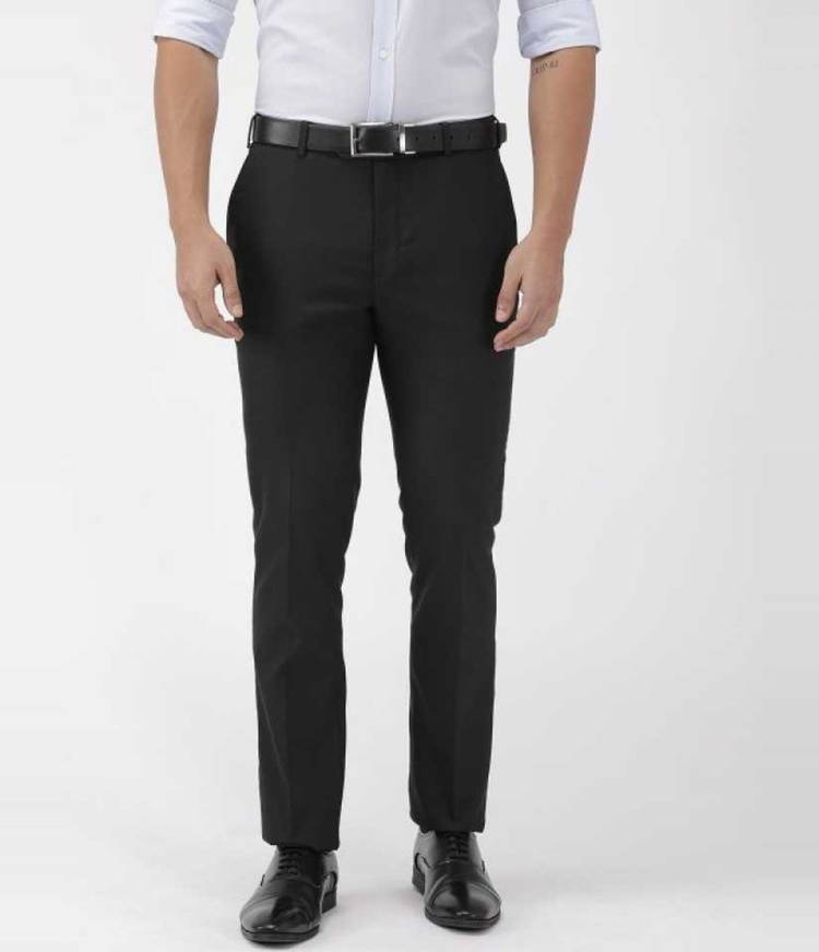 Relaxed Men Black Polycotton Trousers
