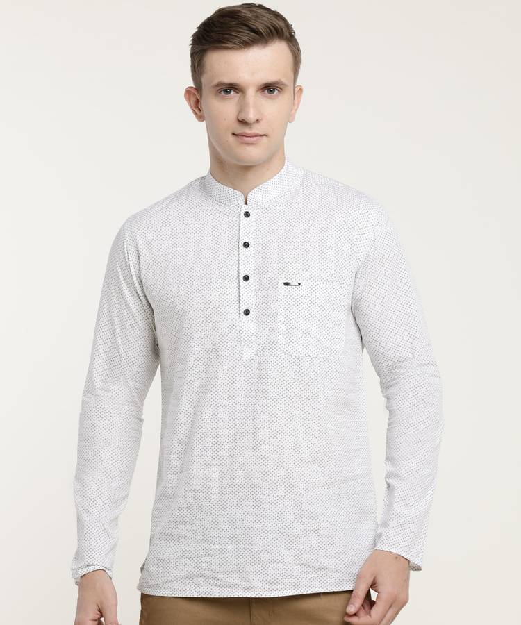 Men Printed Pure Cotton Straight Kurta