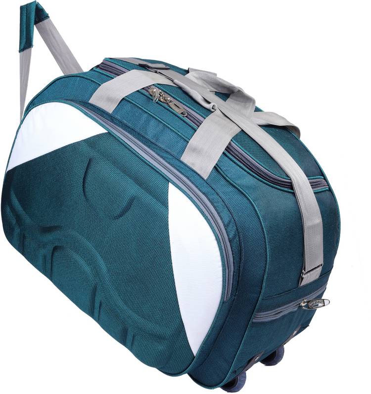 40 L Strolley Duffel Bag - 21 inch/51cm (expandable) Unisex Lightwaight 40 litres Travel Duffel bag with two wheels travel bag (Multicolor) - Green - Regular Capacity