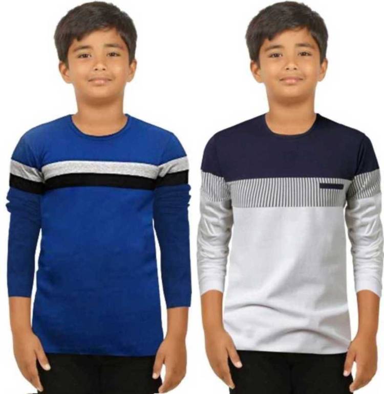 t shirt Combo tshirt for boys casual tees full sleeve tshirts kids Boys Colorblock Pure Cotton T Shirt Price in India