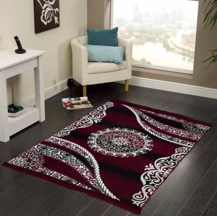 Sparrow World Maroon Chenille Carpet