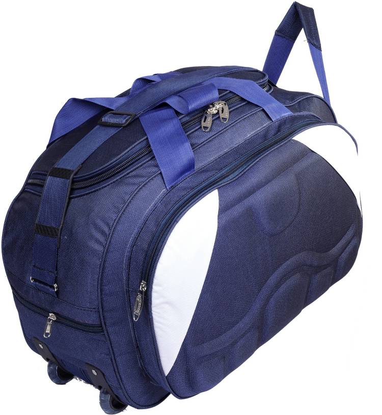 60 L Strolley Duffel Bag - (Expadable) havy duty polyster lightwaight travel bag Duffel bag (Blue) - Blue - Large Capacity