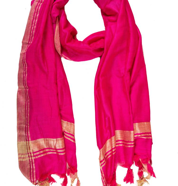 Cotton Blend Woven Pink Women Dupatta