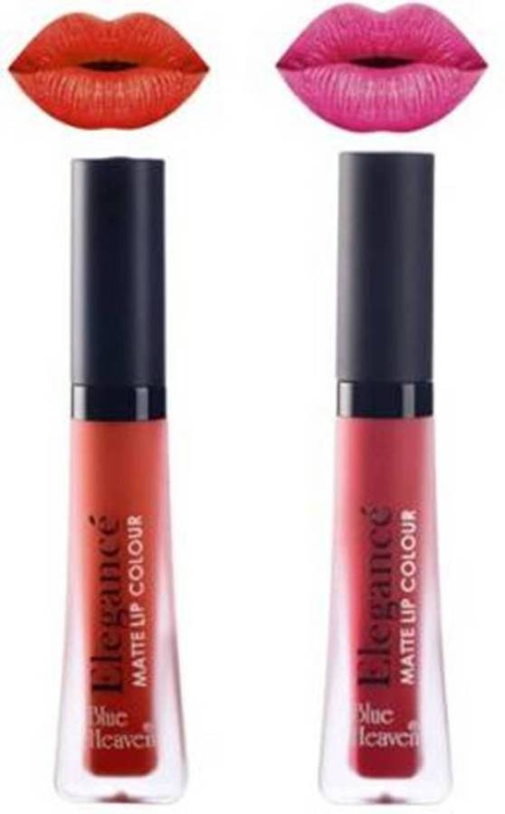 BLUE HEAVEN Matte Lip color Waterproof, Long lasting, Combo, Pack of 2(Shades- Red, Pink) Price in India