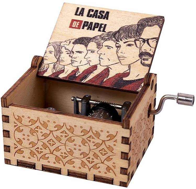 EITHEO Wooden Hand Cranked Collectible Engraved Money Heist Music Box (Bella Ciao Music) OAIFM- E