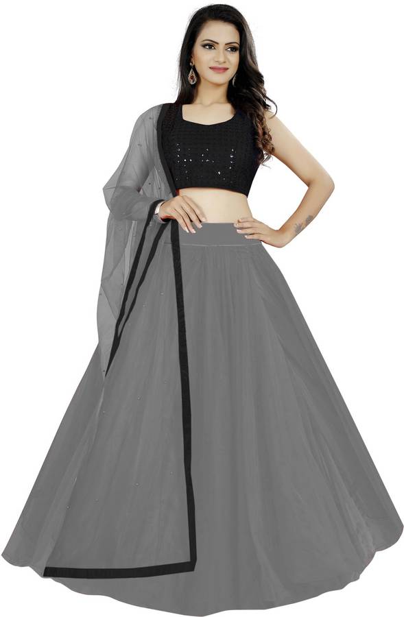 Self Design, Solid Semi Stitched Lehenga Choli