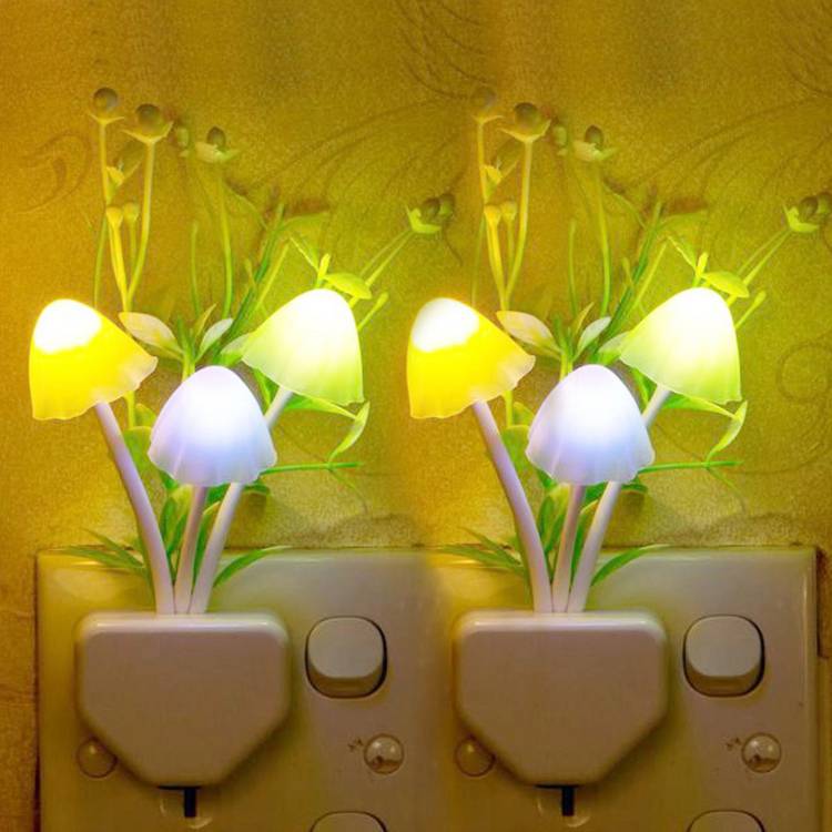 WORA Mushroom & Flower Color Changing Light Sensor LED Decorative pack of 2 Night Lamp