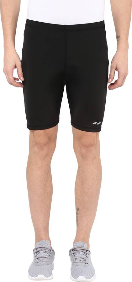 Solid Men Black Compression Shorts