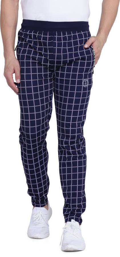 Checkered Men Blue Track Pants