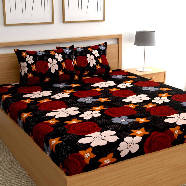 Flipkart SmartBuy 140 TC Microfiber Double Floral Bedsheet