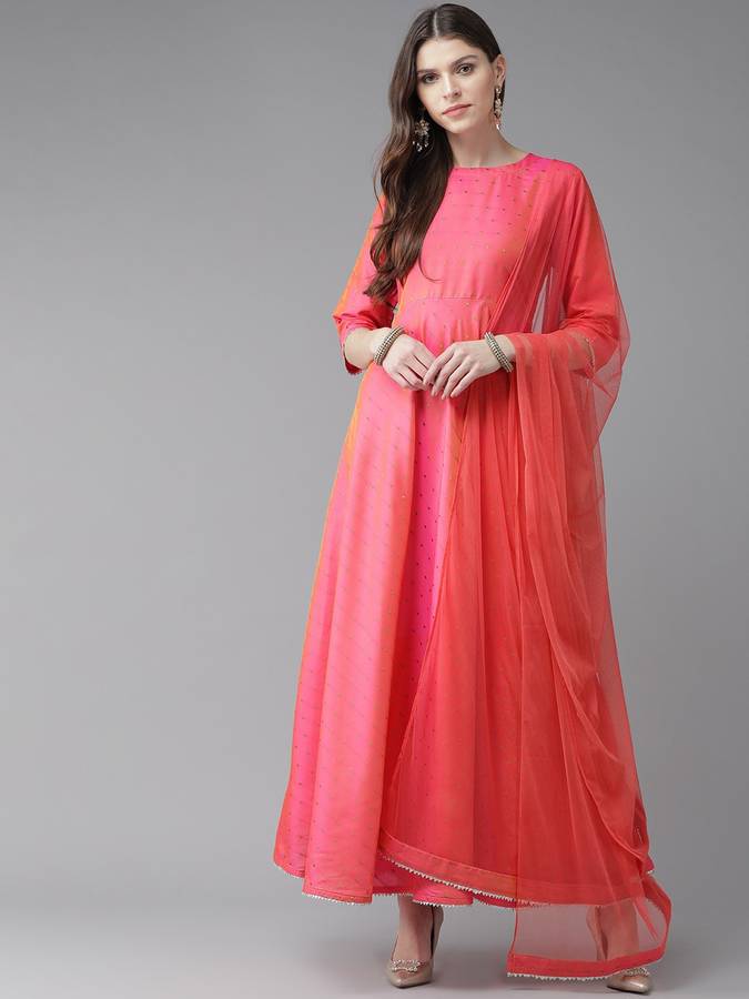 Women Self Design Polyester Ethnic Dress
