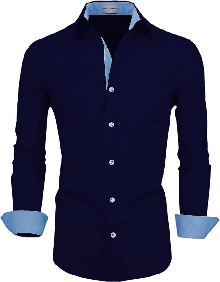 Men Regular Fit Solid, Color Block Casual Shirt
