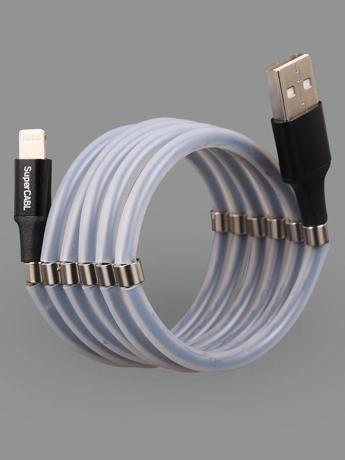 SC SUPER CABL Magnetic Portable Self-Winding USB Charging Data Cable 2.4 A 1 m Lightning Cable