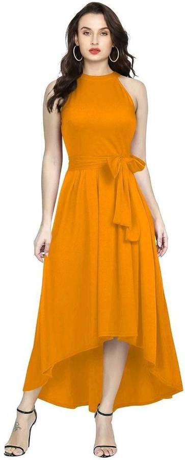 Women Drop Waist Yellow Dress