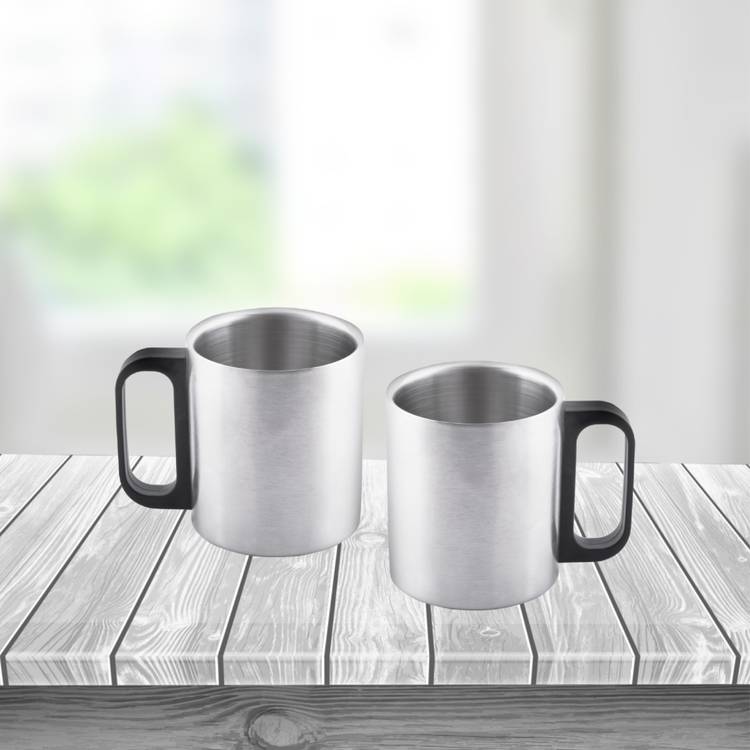 Flipkart SmartBuy Steel Pack of 2 Plastic, Stainless Steel Coffee Mug