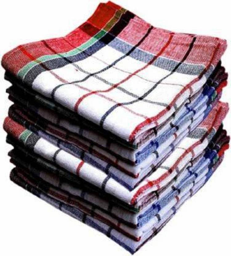 Shyam Kripa Kitchen Clean Cloth Duster Check Print Wet and Dry Cotton Cleaning Cloth SET OF 12 PCS Multicolor Napkins