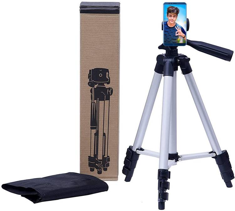 DVH Tripod-3110 Professional Tripod (MOBILE & DSLR) Video Shoot,Photo Shoot,Live Streaming Portable Adjustable Camera Tripod Holder Stand With 3-Way Head Digital Camera Tripod with Mobile Clip Holder Screw 360 Degree 3 Dimensional Head Tripod Mount Holde
