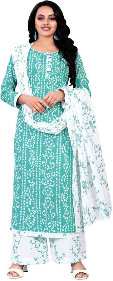 Unstitched Cotton Blend Salwar Suit Material Geometric Print Price in India