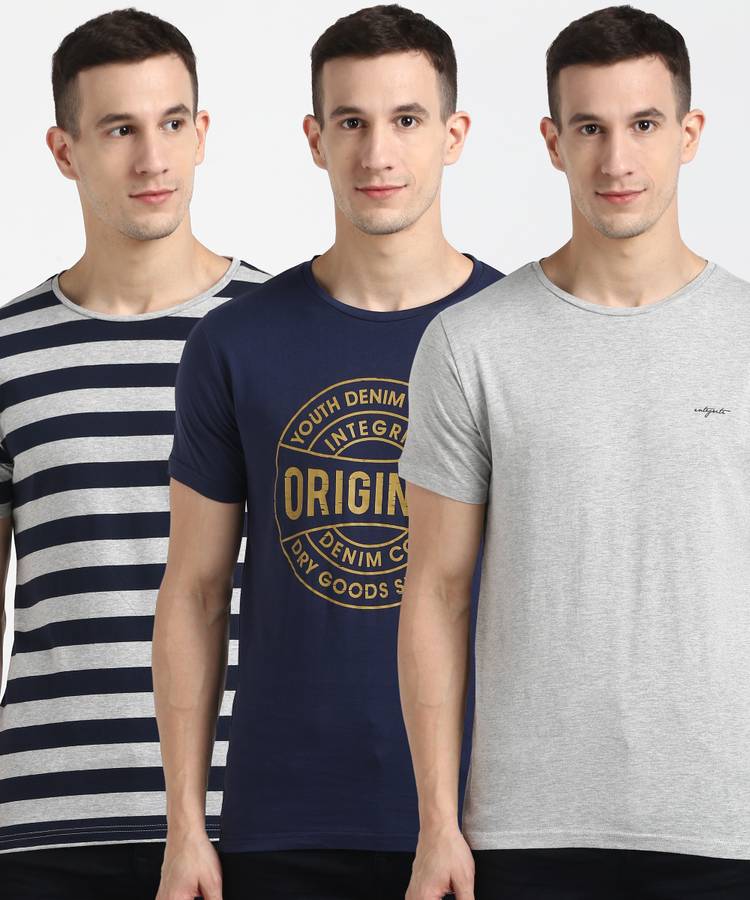 Striped Men Round Neck Multicolor T-Shirt