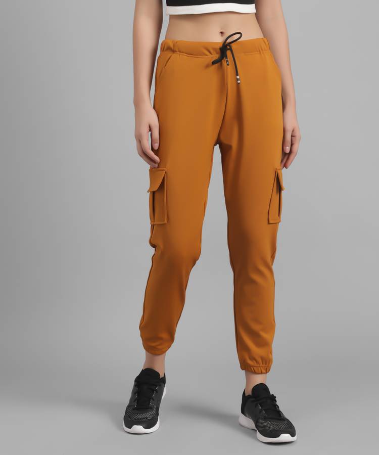 Regular Fit Women Yellow Lycra Blend Trousers