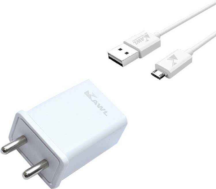 KAWL 2.4 Amp Dual USB Port Wall Charger Adapter with 1 Meter Micro USB Cable for All Android Phones -Wall Charger Mobile Fast Charge 2.4 A Multiport Mobile Charger with Detachable Cable
