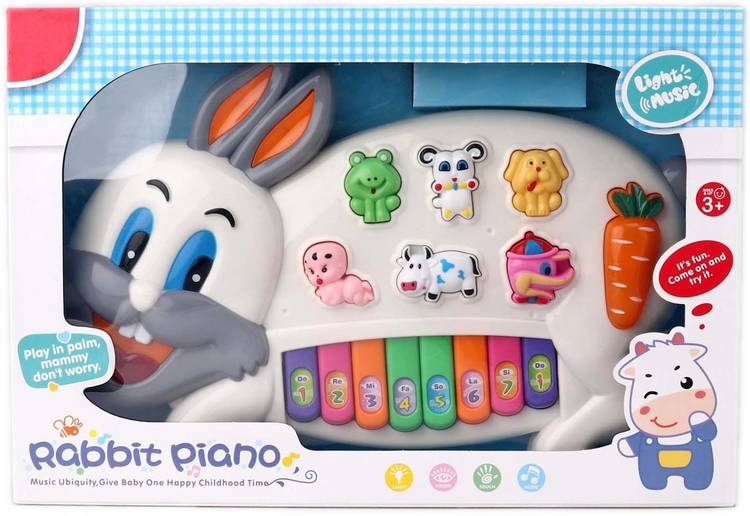 GudlyGudz Funny Rabbit Musical Piano with Sound and Light for Kids (Rabbit Piano)