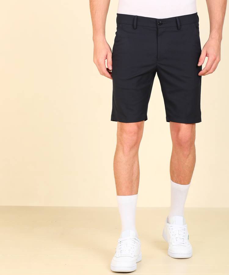 Solid Men Dark Blue Chino Shorts