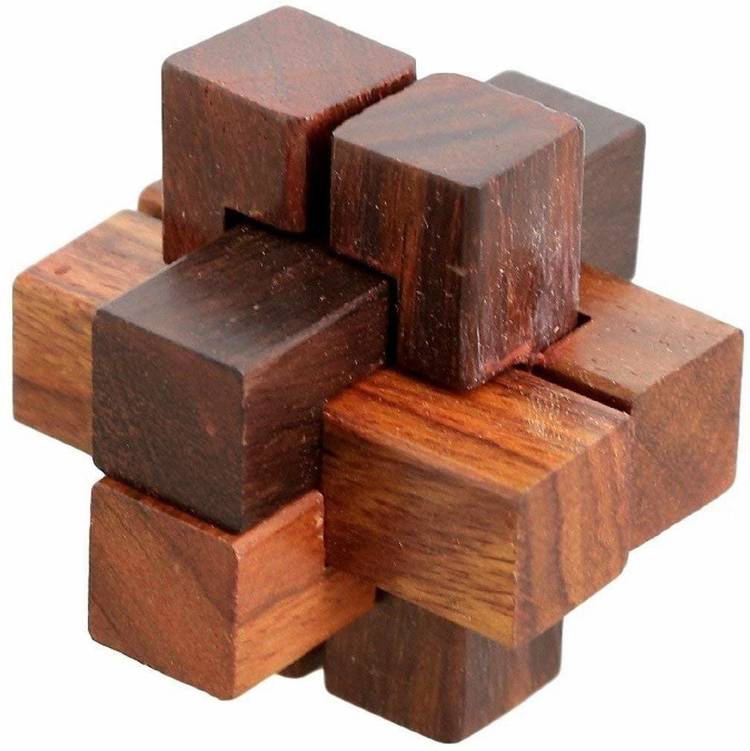 WoodCart H@ndmade 3D Wooden 6-Pieces Piller Interlocking Block Toy Puzzles for Adults - Brain Teasers Games and Puzzles